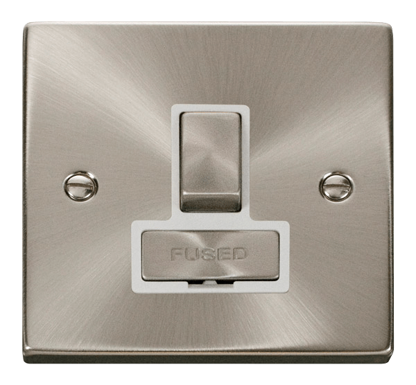 Click Scolmore Deco VPSC751WH Switched Fused Connection Unit 13A DP Satin Chrome White Insert