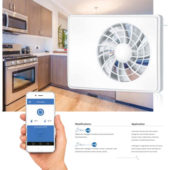 Blauberg SMART WIFI - ICE WHITE Silent Bathroom Extractor Fan Quiet Humidity Condensation Sensing with WiFi