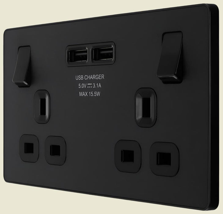 BG Evolve PCDMB22U3B 13A USB(2 X 3.1A) 2G DP  Switched Socket Matt Black