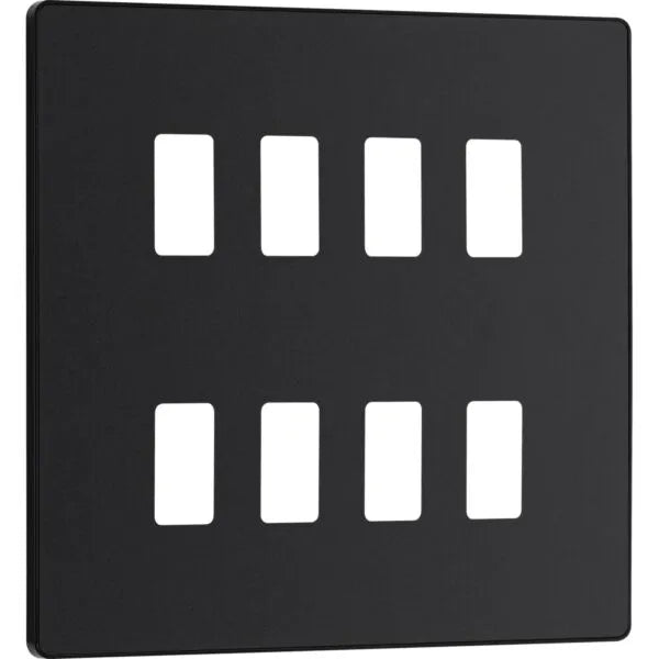 BG RPCDMB8B Evolve Grid | Matt Black - Black Trim | 8 Module Square Front Plate