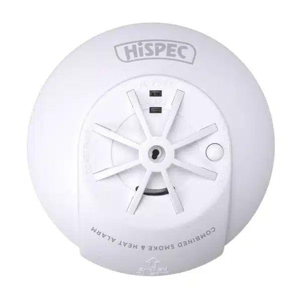 Hispec HSSA/PH/FF10 COMBO Fast Fix Mains Smoke & Heat Detector with 10yr Rechargeable Lithium Battery Backup