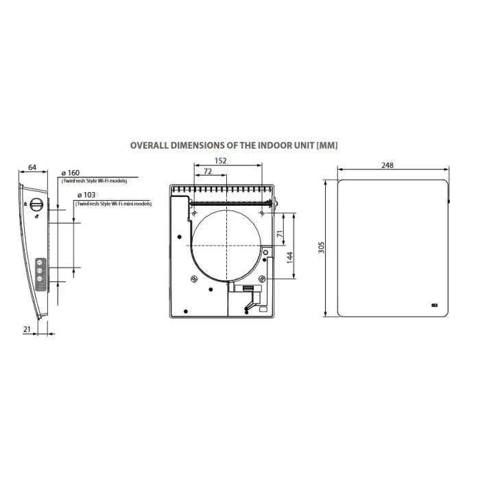 Blauberg AERIS-MIDI-WHI Alternate Flow Heat Recovery Fan Single Room Energy Saving Unit White