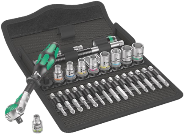 Wera 05004016001 8100 SA 6 Zyklop Speed Ratchet Set, 1/4" Drive Metric, 28pcs