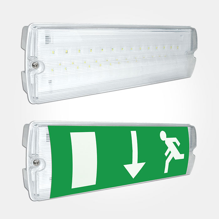 Eterna EMLED3M Led Maintained Emergency Bulkhead with Signs Directive Legend Set