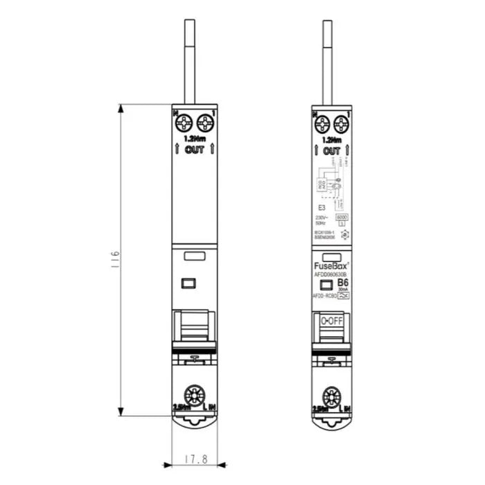 Fusebox AFDD064030B AFDD RCBO 40A 30mA 1P+N Type A