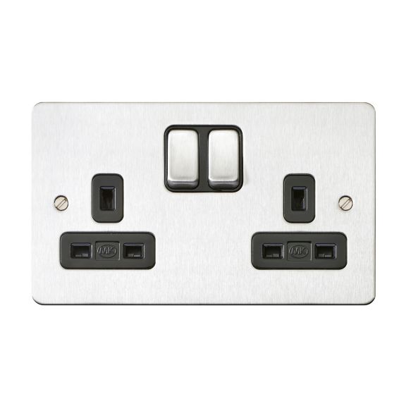 MK K14343BRCW 2 Gang DP with 2 x USB Dual Earth 13Amp White Insert