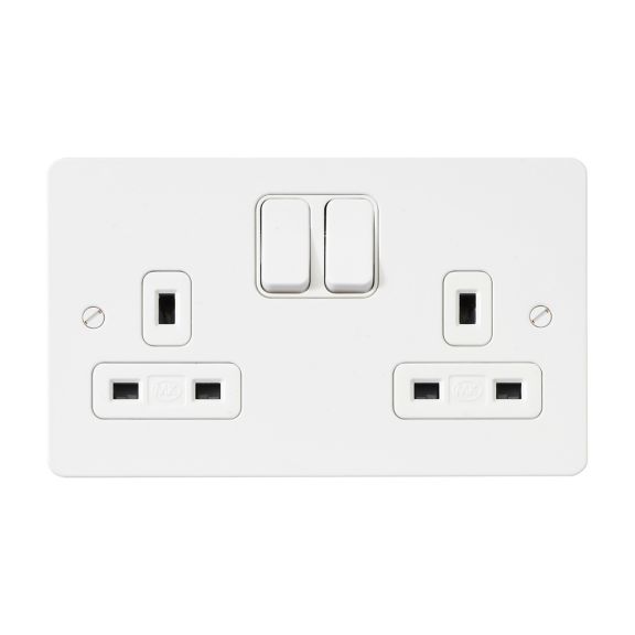 MK K14347WHIW Edge White Metal Double Socket