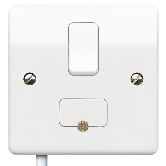 MK Logic K330WHI Fused Connection Unit (Spur) 13A Switched & Flex Outlet