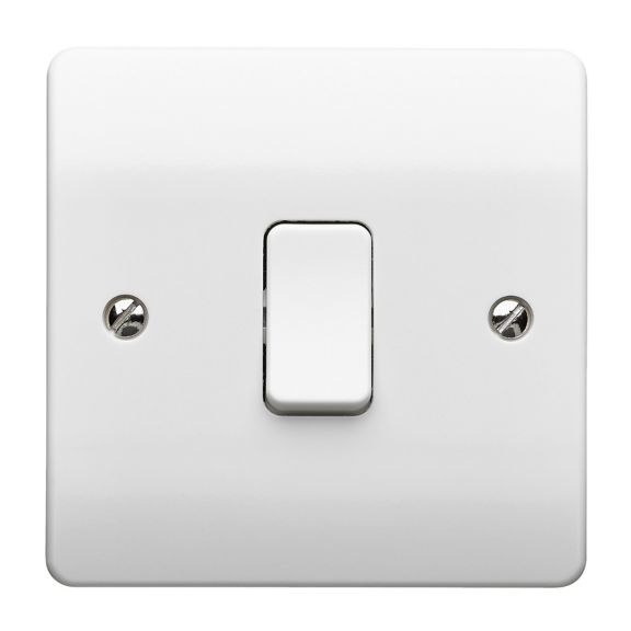 MK Logic K4870WHI 10A 1G 1W SP Plate Switch