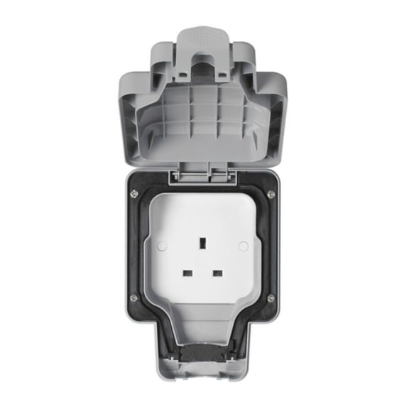 MK Masterseal K56480GRY 13A 1G IP66 Unswitched Socket