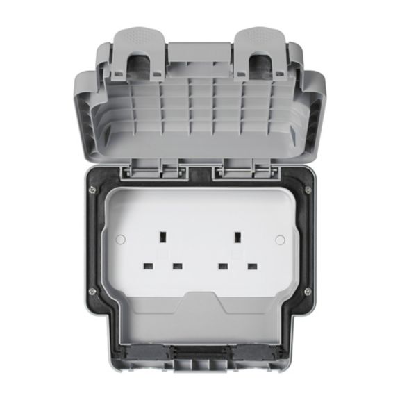 MK Masterseal K56481GRY 13A 2G IP66 Unswitched Socket