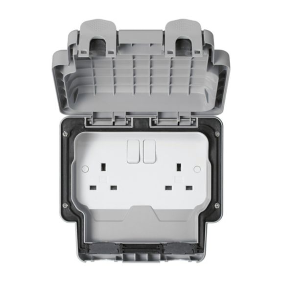 MK Masterseal K56482GRY 13A 2G IP66 Switched Socket