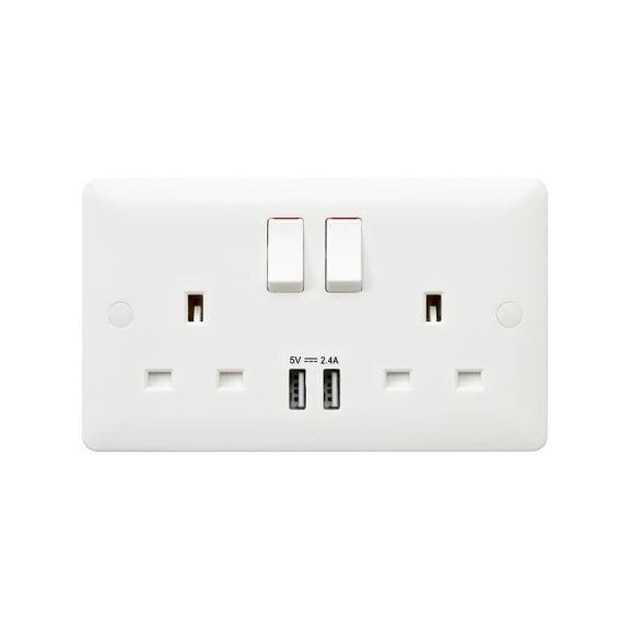 MK Base MB24344WHI 13A 2G DP Switched Socket with USB