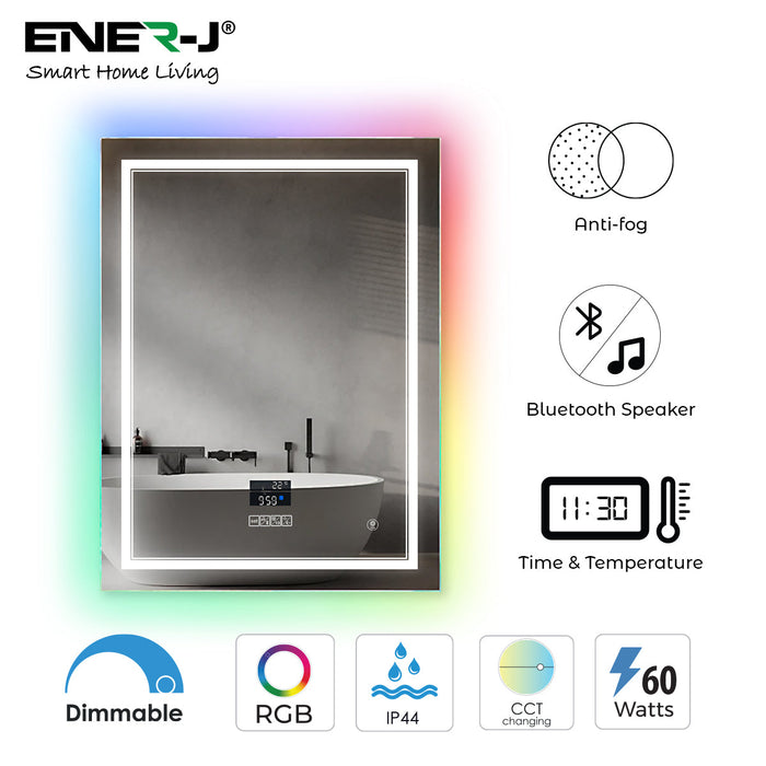 ENER-J SHA5365 LED Mirror CCT & Dimming in front & RGB in borders with Bluetooth Speaker