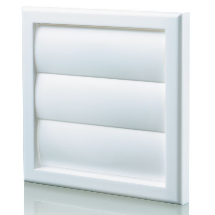 Blauberg DECOR 185X185-150G WHITE Plastic Vented Back Draught Air Gravity Shutter Ventilation Grille 150mm White