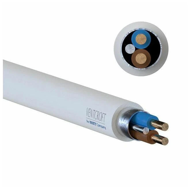 Ventcroft VFP-215EWT NOBURN 1.5mm² White Fire Performance Soft Skin Standard Cable 2-Core