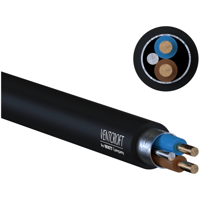 Ventcroft VFP-215EBK VFP NOBURN 1.5mm² Black Fire Performance Soft Skin Standard Cable 2-Core