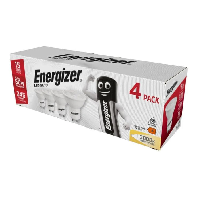 Energizer S14425 4.2W 3000K LED GU10 Warm White 345lm Box of 4