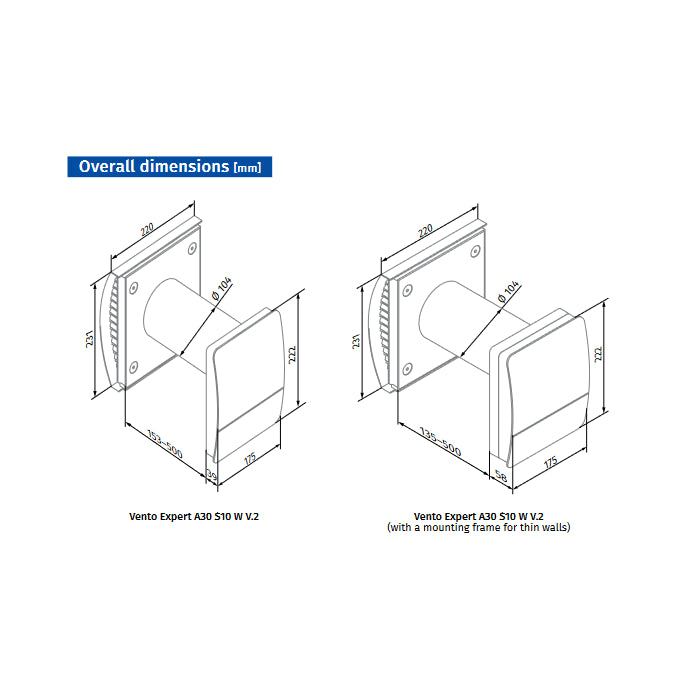 Blauberg VENTO-MINI-AIR-BLK Vento Mini-Air Decentralised Heat Recovery Black